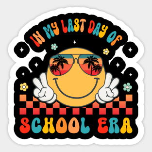 In My Last Day Of School Era Groovy Retro Smile Face Summer Break Sticker